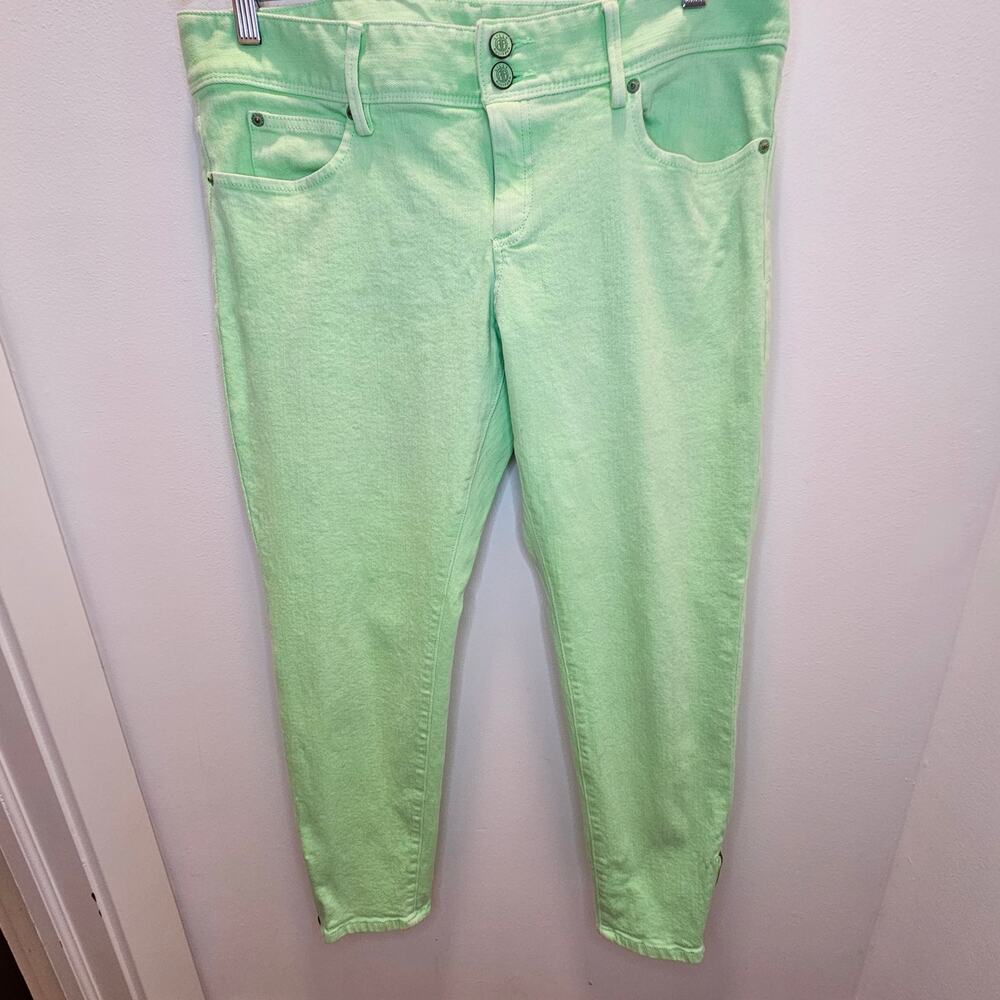Lilly Pulitzer Worth Skinny Mini Zip Jeans Mint Green Size 12